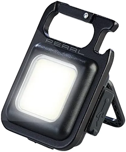 PEARL Mini LED Lampe: Multifunktions-Arbeitsleuchte, 5W COB-LED, 500lm, Akku, Flaschenöffner (Werkstattlampe, Magnet Lampe, Kfz)
