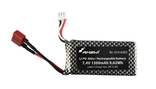 Amewi RC-Bagger Li-Po Akku 7,4V 1300mAh - Hochwertiger 7,4V 1300mAh Li-Po Akku für RC-Bagger, ideal für längere Einsatzzeiten und zuverlässige Leistung im Modellbau.