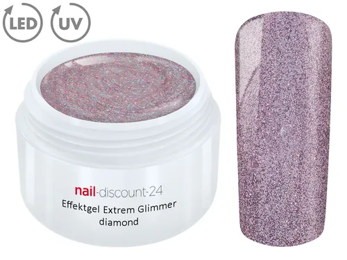 UV LED GEL EXTREM GLIMMER Effekt Gel DIAMOND Farb Color Nagel Glitter Art Lila