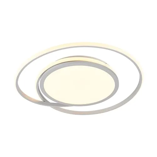 Lucande LED Deckenleuchte Noud, dimmbar - Moderne LED-Deckenleuchte aus silbernem Aluminium und Eisen, dimmbar mit Farbwechsel zwischen warmweiß und tageslicht, ideal für stilvolle Wohnräume.