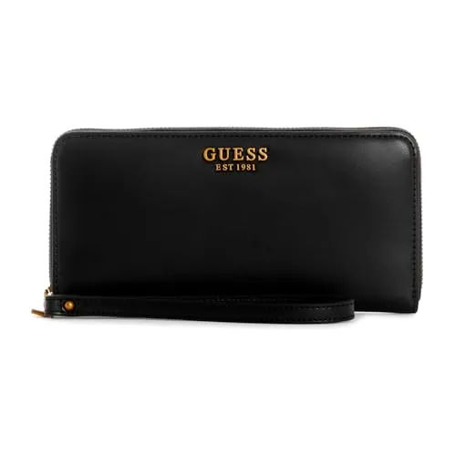 GUESS Damen Geldbörse Laurel SLG Large Zip Around Schwarz in schwarz von GUESS