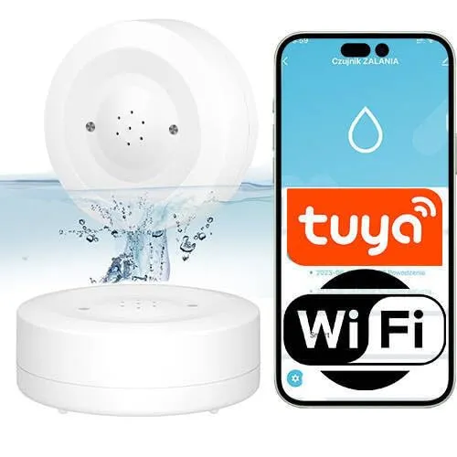 Sone Smart One WLAN Wassermelder Boden – Wasseralarm Sensor mit TUYA – Leckagemelder Wasserwächter USB – Kompakter Wasser Warner batteriebetrieben – IP55 – 30–180s Alarm wassersensor
