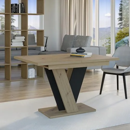 Home Collective Esstisch ausziehbar Tisch Küchentisch Esszimmertisch Ausziehtisch | erweiterbar bis 160 cm für 4-6 Personen | Esszimmer Küche Wohnzimmer Möbel | 120-160x90x75 cm | Artisan