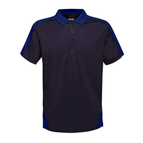 Regatta Herren Poloshirt mit schnellem Knopfausschnitt, Kontrast, Coolweave, feuchtigkeitsableitend, Marineblau/Newroyal, M UK