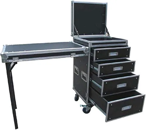 TEGO PRO 103732 Pultcase Schubladencase DR-10 mit Tisch & Rollen 53 x 58,5 x 101,5 cm Transportcase Schubladen Container