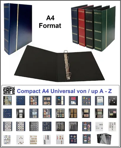 Ringbinder A4 Premium Blau + Goldprägung SAFE 116-4 leer Für 80 Hüllen