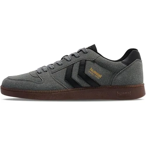 Hummel Handball Perfekt CL Schuhe Sneaker grau/schwarz 226217-1569 - Hallenschuhe mit trendigem Retro-Design und rutschfester Gummi-Laufsohle. Ideal für die Freizeit, nicht für Hallensport geeignet. Hummel vereint Geschichte und Stil in einem Schuh.