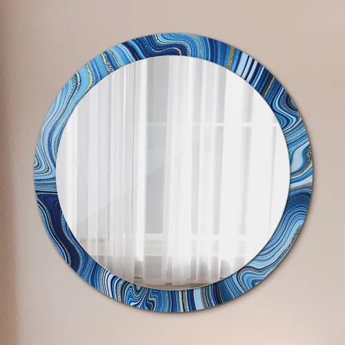 Moderner Wandspiegel mit buntem Rahmen in Blau - Stylischer runder Wandspiegel mit kratzfestem Glas, ideal für jedes Zimmer. Erhältlich in verschiedenen Größen und mit einzigartiger blauer Marmorierung.