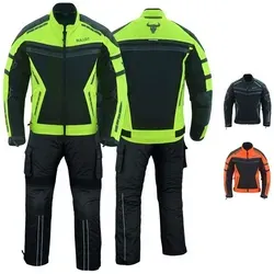 BULLDT Motorradkombi BLD323K (Set, 2-tlg., mit CE-Protektoren, Motorradjacke & Motorradhose) Herren Motorradkombi Tech-Mesh biker kombi mit Protektoren gelb 56/2XL