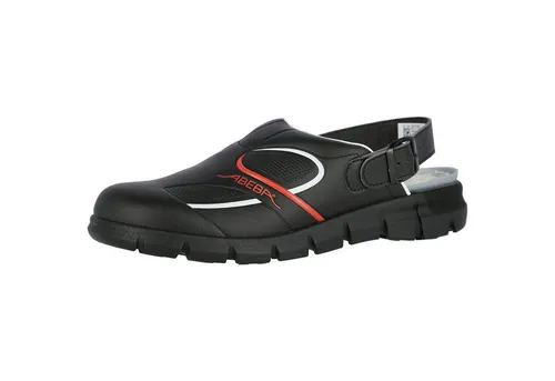 Clog schwarz/rot - Größe 42 - Arbeitsschuhe mit antistatischer und rutschhemmender Sohle, ideal für Küchen. Auswechselbare Active Comfort Einlegesohle für besten Tragekomfort.