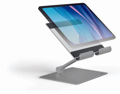 DURABLE Tablet-Ständer Rise silber - Tablet Zubehör, stabiler und eleganter Ständer für optimale Sicht und ergonomisches Arbeiten mit Ihrem Tablet.