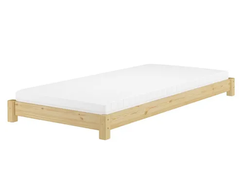 ERST-HOLZ Massivholzbett 90 x 200 cm – Futonbett aus Kiefer - Massivholzbett in 90x200 cm, ideal für niedrige Zimmer, perfekt für Teenager und Gäste. Robuste Konstruktion aus Kiefer, pflegeleicht und zeitlos.
