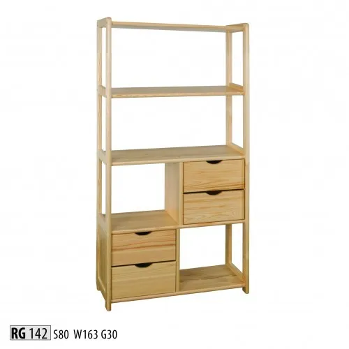 Echtholz Wandregal für Wohnräume – Modernes Bücherregal - Hochwertiges Wandregal aus echtem Holz mit 5 Regalfächern. Ideal für jeden Raum, bietet stilvolle Aufbewahrung und setzt Akzente in Ihrer Einrichtung. Maße: 80 x 30 x 163 cm.