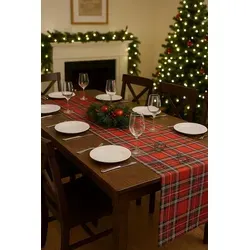 texpot Tischdecke Schottenkaro Tischläufer Tartan Weihnachten Karo (1-tlg) rot rechteckig | 40 cm x 120 cm