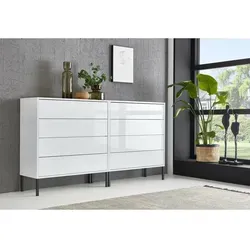 BMG Möbel Sideboard Mailand Set 1, Weiß Hochglanz