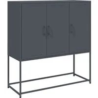 vidaXL Highboard Anthrazit 100,5x39x107 cm - Kommode im Industrie-Stil mit robustem Stahlgestell, bietet 6 Fächer für reichlich Stauraum und ist leicht zu reinigen. Ideal für Wohnzimmer oder Schlafzimmer.