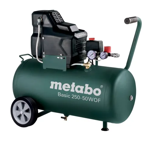 Metabo Kompressor Basic 250-50 W OF, 50 Liter - Leistungsstarker Kompressor mit 50 Litern Tankvolumen, ideal für vielseitige Anwendungen in Werkstatt und Garage.
