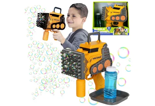 Sarcia.eu Seifenblasenmaschine Seifenblasenmaschine BAGGER Baumaschine 56 Düsen + GRATIS 100ml, 3+