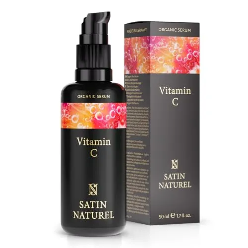 Satin Naturel Vitamin C Serum 50ml – Mit Hyaluronsäure & Bio Aloe Vera – Gesichtspflege Damen – Augenringe & Pigmentflecken entfernen – 100% Vegan Skincare