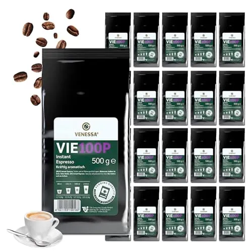 VENESSA VIE 100P löslicher Instant Expresso 20 x 500g Vorteilspack - herzhaft, kräftig und voll im Geschmack - Perfekt für Kaffeevollautomat Büro Café und B2B Kunden