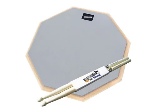 keepdrum Schlagzeug keepdrum DP-GY12 Drum Practice Pad Grau 12 mit Schlagzeugstöcken,mit Drumsticks