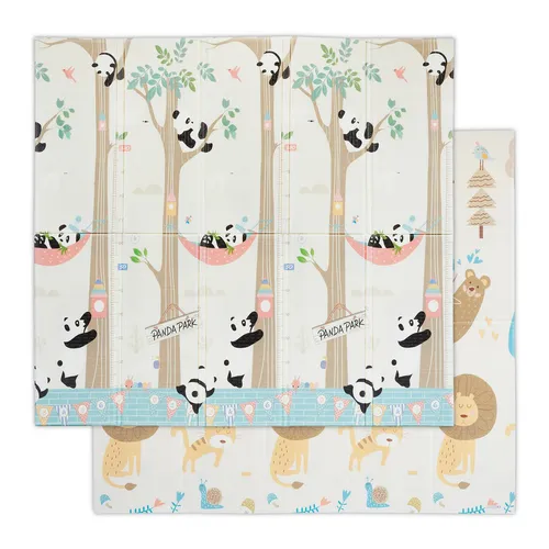 Faltbare Spielmatte für Kinder - Krabbelmatte mit Tieren - Spiel- & Puzzelmatten, ideale 195 cm x 175 cm große Spielunterlage aus hochwertigem Schaumstoff, perfekt für sicheres Spielen und Krabbeln.