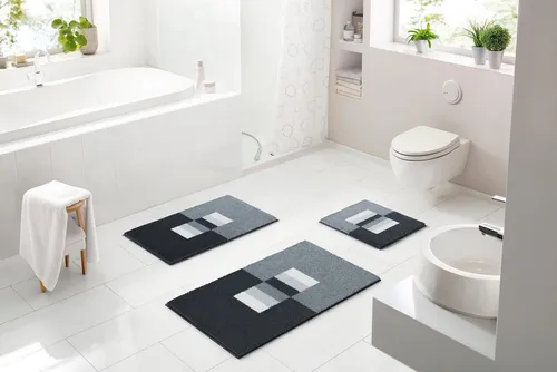 Grund Badematte Grau, Oeko-Tex® Standard 100 - Rechteckige Badmatte in Grau, 60x90 cm, aus hochwertigem Textil, hergestellt in Europa. Ideal für ein angenehmes Fußgefühl und geprüft nach Oeko-Tex® Standard 100.