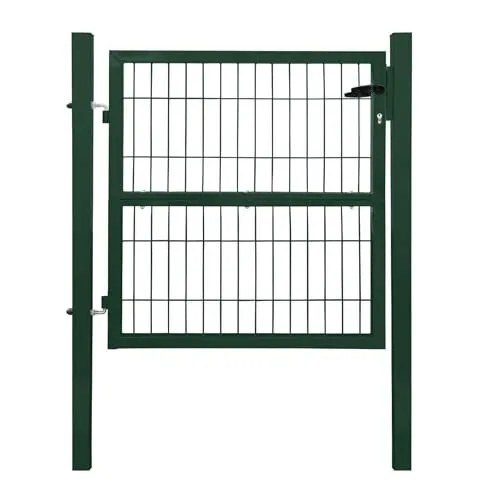 V2Aox Gartentor Gartentür Zauntür Zauntor Gartenpforte Quadratrohr Anthrazit Grün mit Schloss, Farbe/Türhöhe:Grün / 100 cm