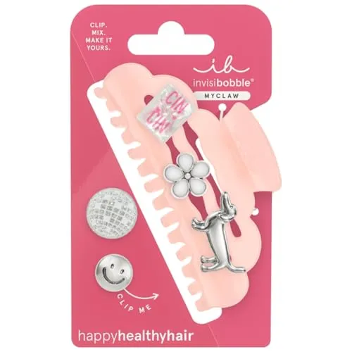 Pinke Haarklammer Y2K mit Disco-Charms von invisibobble