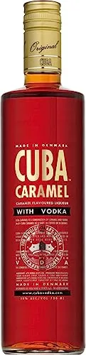 Cuba Caramel Wodka | 700 ml | Dänemark | Experimenteller Trendsetter - Wodka mit Geschmack aus Dänemark, 3-fach destilliert und mit süßem Karamell verfeinert für eine einzigartige Geschmacksnote - ideal für Shots und kreative Drinks.
