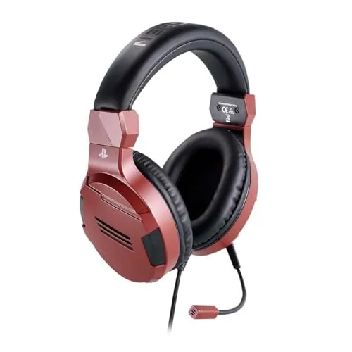 PS4/PS5 Gaming Headset V3 - Red - Gaming-Zubehör für PS4/PS5, offiziell lizenziert, ohrumschließend und komfortabel, ideal für stundenlanges Spielen.