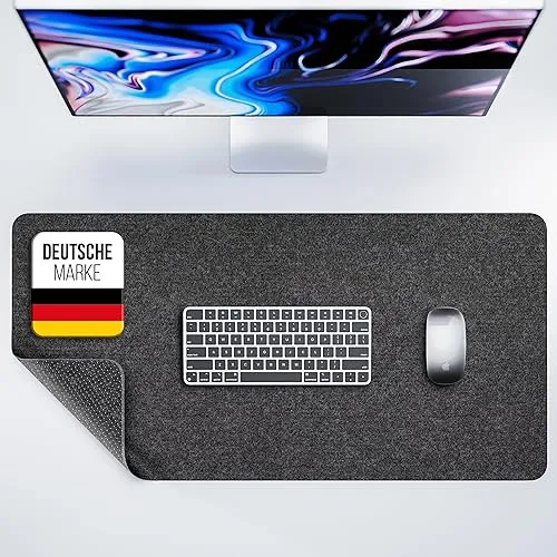 MYMIND® Schreibtischunterlage Filz [Rutschfest] 80x40cm - Premium antirutsch XXL Mauspad - Schreibunterlage für Homeoffice - Schreibtisch Unterlagenmatte - Desk Mat - Schreibtisch Unterlage Büro
