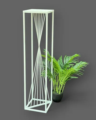 DanDiBo Blumenhocker Metall Weiß Eckig 100 cm - Blumenhocker aus Metall in elegantem Weiß, fertig montiert und ideal für Ihre Pflanzen oder als Beistelltisch in jedem Raum.