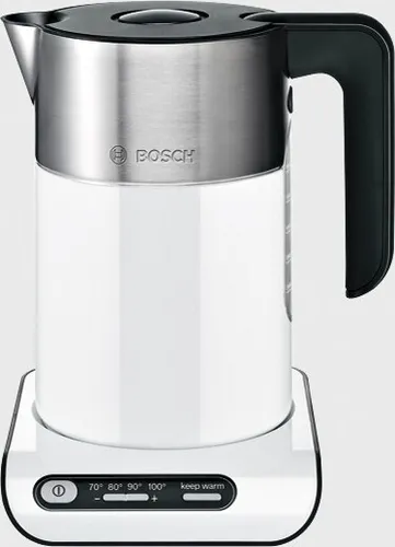 Bosch TWK8611 Wasserkocher Styline - Wasserkocher mit 1,5 l Kapazität, 2000-2400 Watt Leistung und variabler 4-stufiger Temperaturwahl für perfekten Tee-Geschmack.