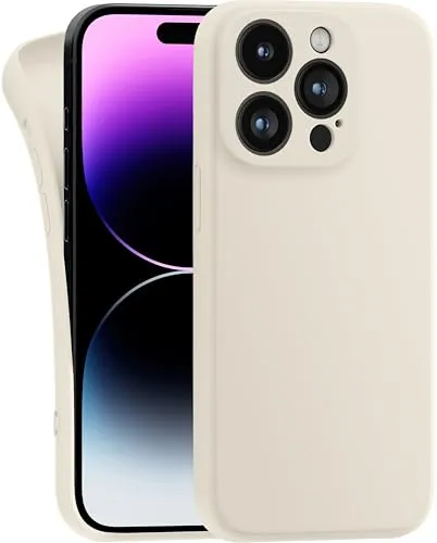 MyGadget Hülle Kompatibel mit iPhone 14 Pro - robuste Silikon Schutzhülle TPU Case Slim Silikonhülle - Back Cover Kratzfest Handyhülle - Matt Beige