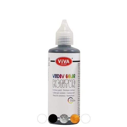 Viva Decor Window Color KONTUR (Silber, 90 ml) Fenstermalfarben für wieder abziehbare Bilder und Sticker für Deko, Spiegel, Fliesen, Vasen und Fenster - Made in Germany