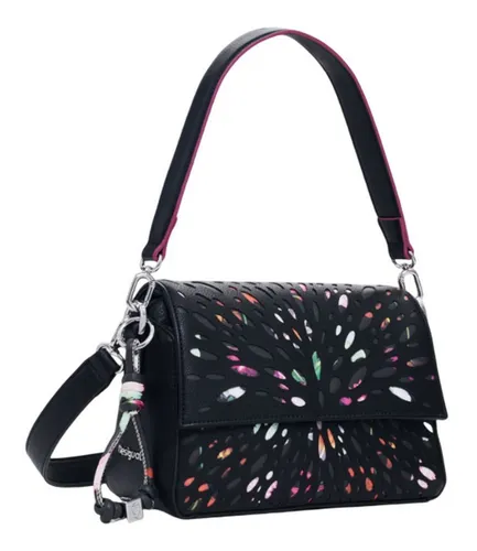 Desigual Damen Bag Blackwell Phuket MINI, Schwarz – Stilvolle Umhängetasche - Umhängetasche in Schwarz mit einfarbigem Design, austauschbaren Griffen und praktischen Fronttaschen für einen modernen Look.
