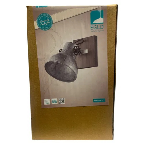 EGLO Barnstaple Wandlampe - Vintage Wandleuchte im Industrial Design aus Stahl im Used-Look, ideal für rustikale Wohnräume mit schwenkbarem Lampenschirm für flexibles Licht.