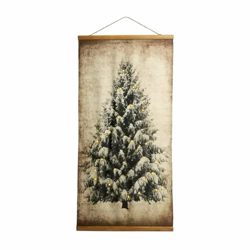 Loberon Bild mit LED Gussers - Tannenbaum-Motiv im antiken Finish, nachhaltige Festdekoration mit 44 LEDs und Jute-Seil zum Aufhängen