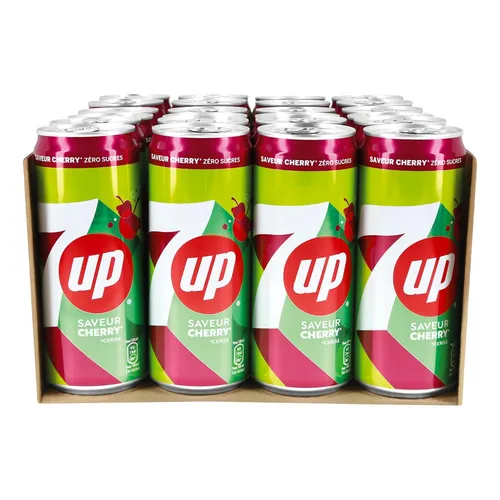 Seven Up Cherry 0,33 Liter - 24er Pack - Lebensmittel Vorratspacks mit erfrischendem Kirschgeschmack, immer griffbereit aus der praktischen Großpackung!