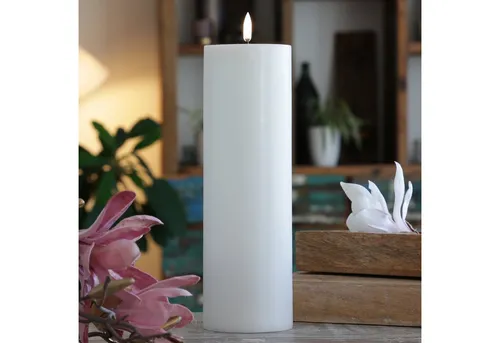 LED Kerze THEA - Echtwachs mit 3D Flamme - 25cm - Echtwachskerze mit realistischer 3D Flamme und 1000 Stunden Leuchtdauer, ideal für eine romantische Atmosphäre. Perfekt für Tischdekoration und mit praktischem Timer.