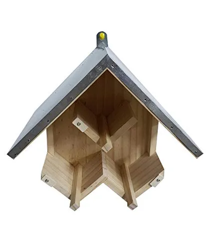 Dehner Natura Premium Wildvogel Futterhaus, Erdnussbutterhaus Triple, Futterstation für Wildvögel, Vogelhaus wetterfest / hängend, ca. 24 x 16 x 16 cm, Kiefernholz / Metall, natur