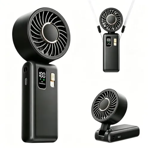 FGHB Tragbarer Handventilator Mini USB Akku 6000mAh mit 100 Stufen