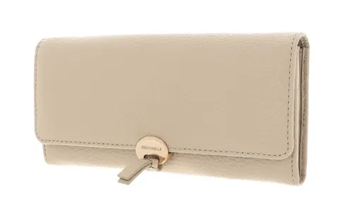 COCCINELLE Geldbörse Dot aus echtem Rindsleder - Elegante Geldbörse in Silk (beige) mit 10 Fächern für Karten und praktischem Zipperfach für Münzgeld. Ideal für Freizeit und Reisen, aus hochwertigem Rindsleder gefertigt.