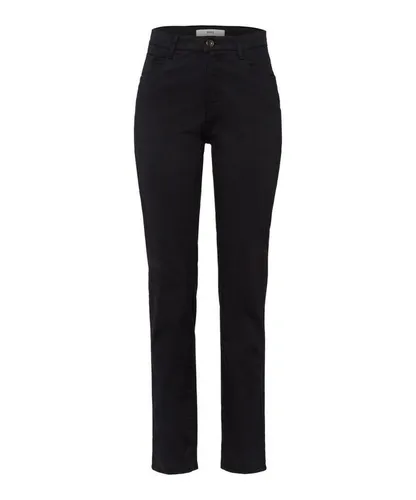 BRAX Style MARY 5-Pocket-Hose für Damen in Dunkelblau - Elegante 5-Pocket-Hose aus supersoftem Cotton-Satin mit dekorativen Strasssteinfähnchen für einen femininen Touch. Ideal für eine schlanke Silhouette und hohen Tragekomfort.