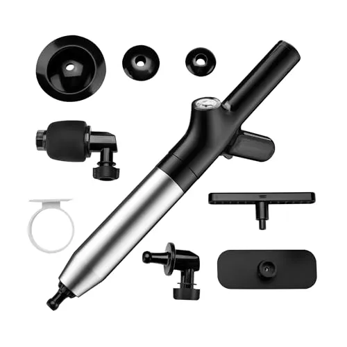 Wiltec Pressluft Rohrreiniger mit Aufsätzen und Zubehör, effiziente Rohrreinigung mit Druckluft, Abfluss Reiniger aus Edelstahl und TPE, Hochdruck Rohrreiniger vielseitige Anwendung