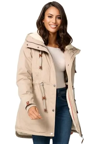 Navahoo Damen Winterjacke mit Teddyfell - Warm gefütterte Funktionsjacke für kalte Tage - Funktionsjacken für Damen, leicht gefüttert mit kuscheligem Teddyfell für optimalen Tragekomfort und Schutz vor Wind und Wetter.