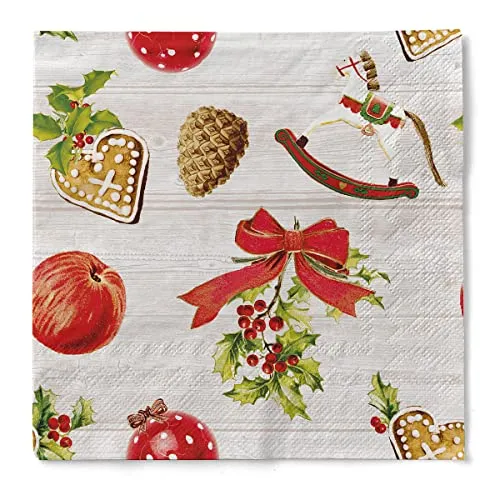 Mank GmbH Tissue-Servietten 33x33 cm Premium Einweg-Serviette saugstark perfekt für Weihnachtsfeiern & Adventsfeiern Weihnachtsservietten 100 Stück Advent