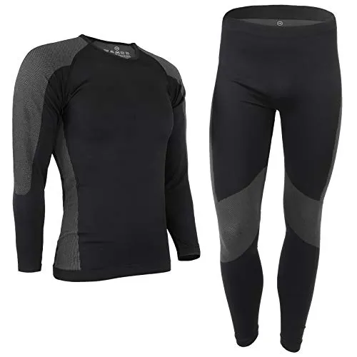 ALPIDEX Herren Funktionswäsche Thermounterwäsche Skiunterwäsche - atmungsaktiv, wärmend und schnell trocknend, Größe:2XL/3XL, Farbe:Black-Grey