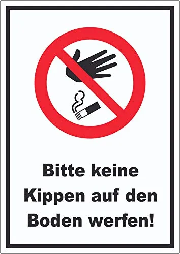 Bitte keine Kippen auf den Boden werfen Aufkleber A5 (148x210mm)